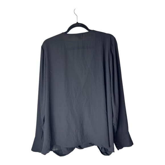 Halogen Shirt Women 3X Black Chiffon Cross Front Long Sleeve‎ Blouse NWT Gothic - Picture 3 of 11